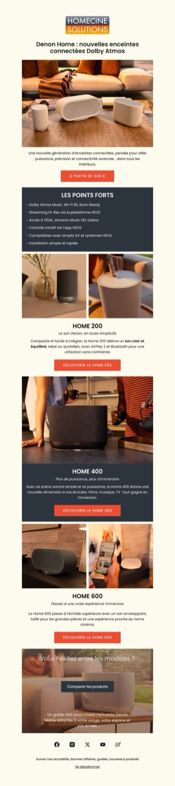 Newsletter predstavujúci nový rad inteligentných reproduktorov